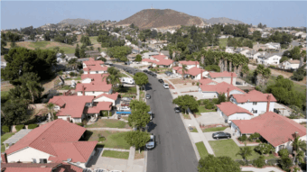 street view of houses in city in California