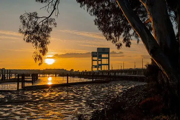 Solano County California at sunset over water