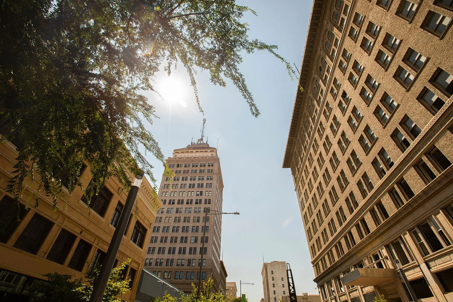 Fresno County California buildings in sunshine