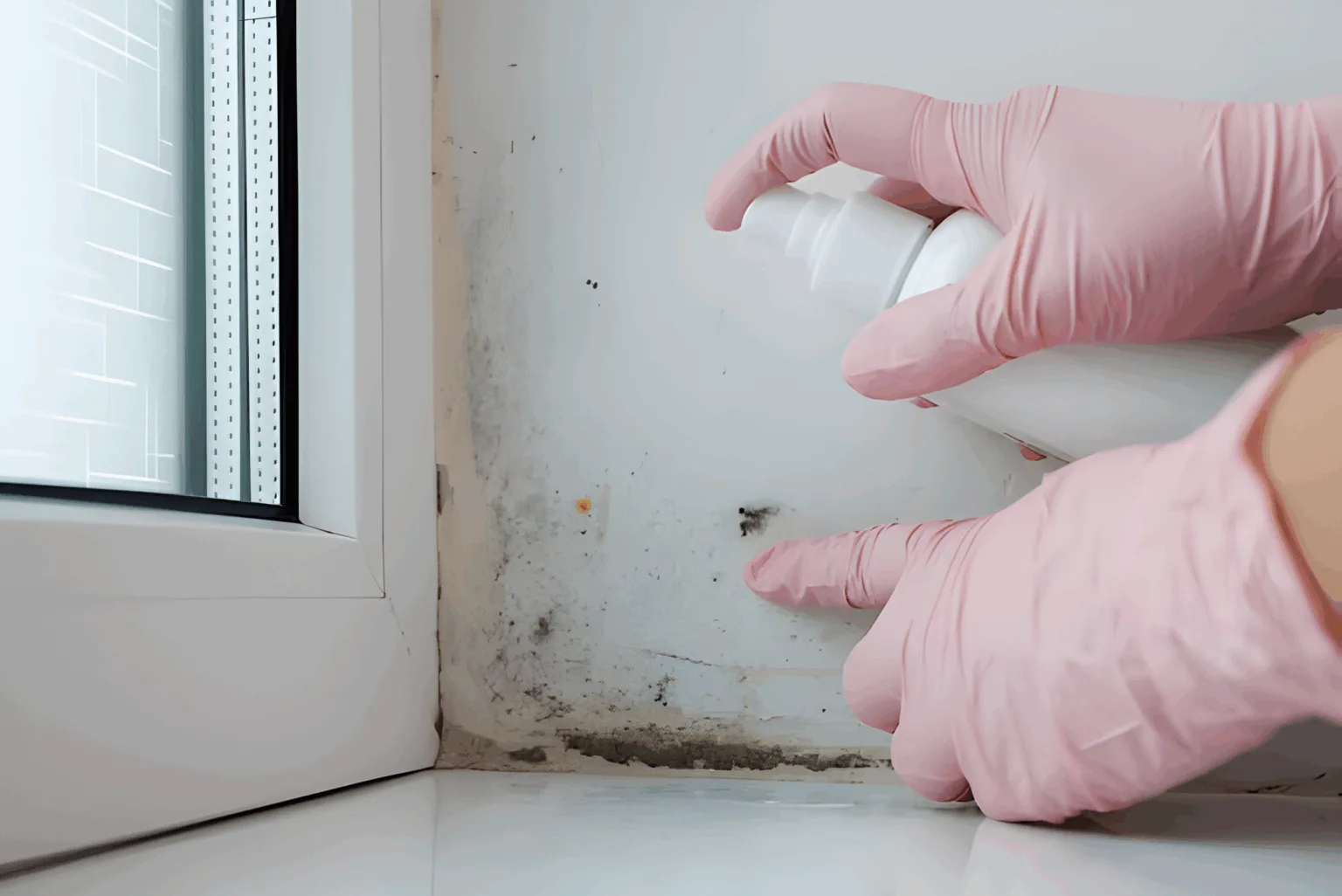 Cleaning mold near a window