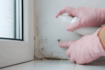 Cleaning mold near a window