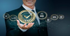 Businessman showing accredited investor qualifications.