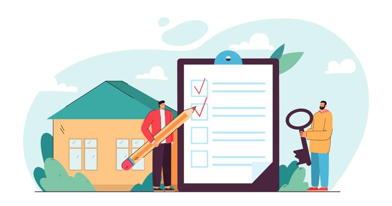 Checklist for house showing key steps for FHA home inspection requirements.