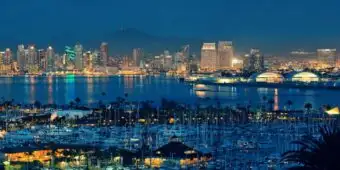 San Diego skyline at night. Best time to sell a house in San Diego.