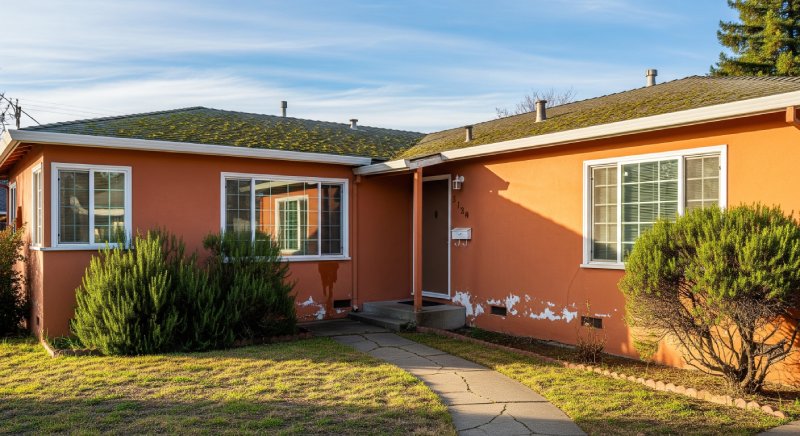Older orange Concord home with peeling paint, representing properties Osborne Homes buys fast for cash.
