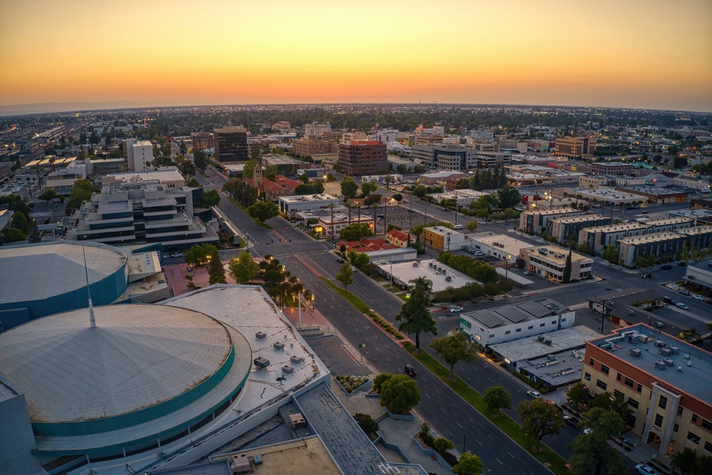 Aerial,View,Of,Downtown,Bakersfield,,California,Skyline